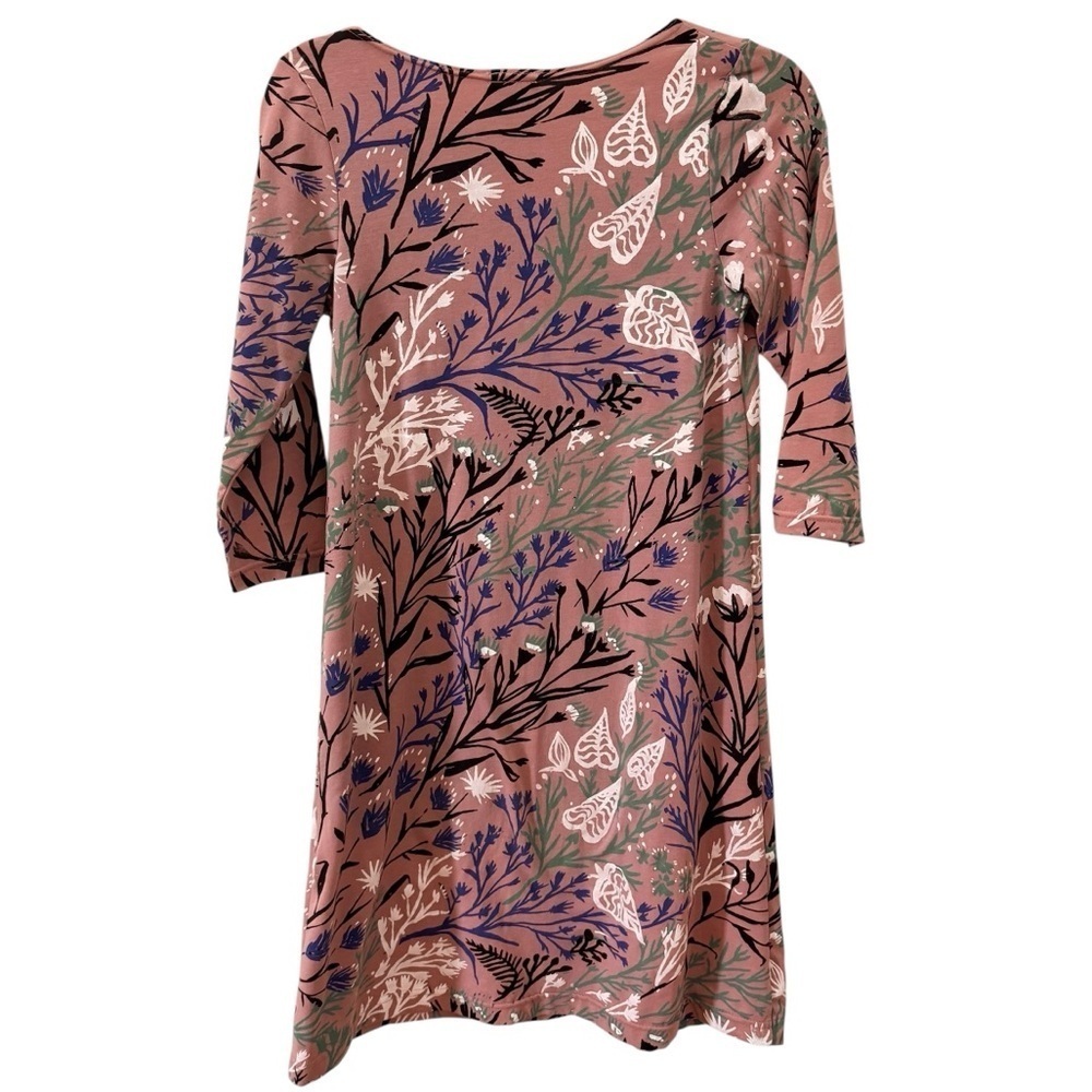 Thief & Bandit Wandering Handprinted Floral Shift Dress Tan Size S - Picture 5 of 6
